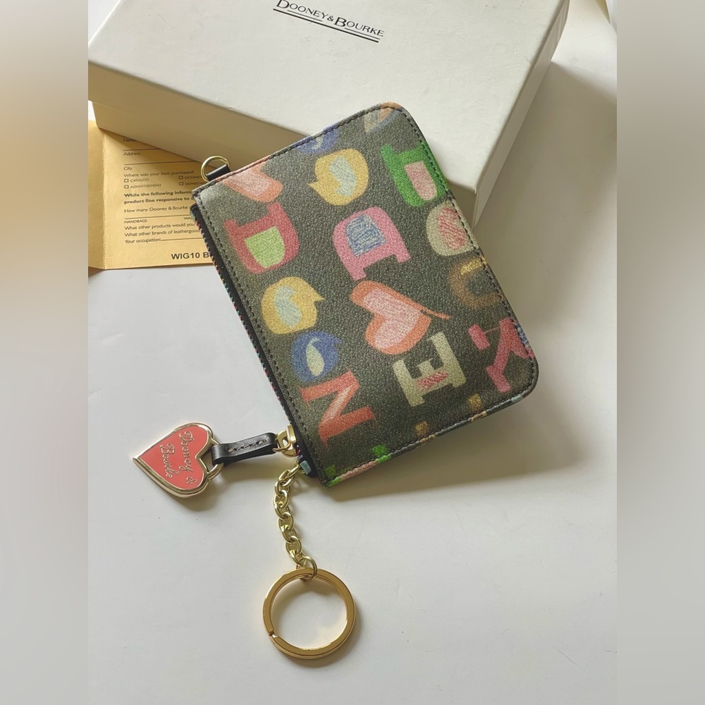 NEW! Dooney & Bourke Doodle Multicolored Key Card Holder